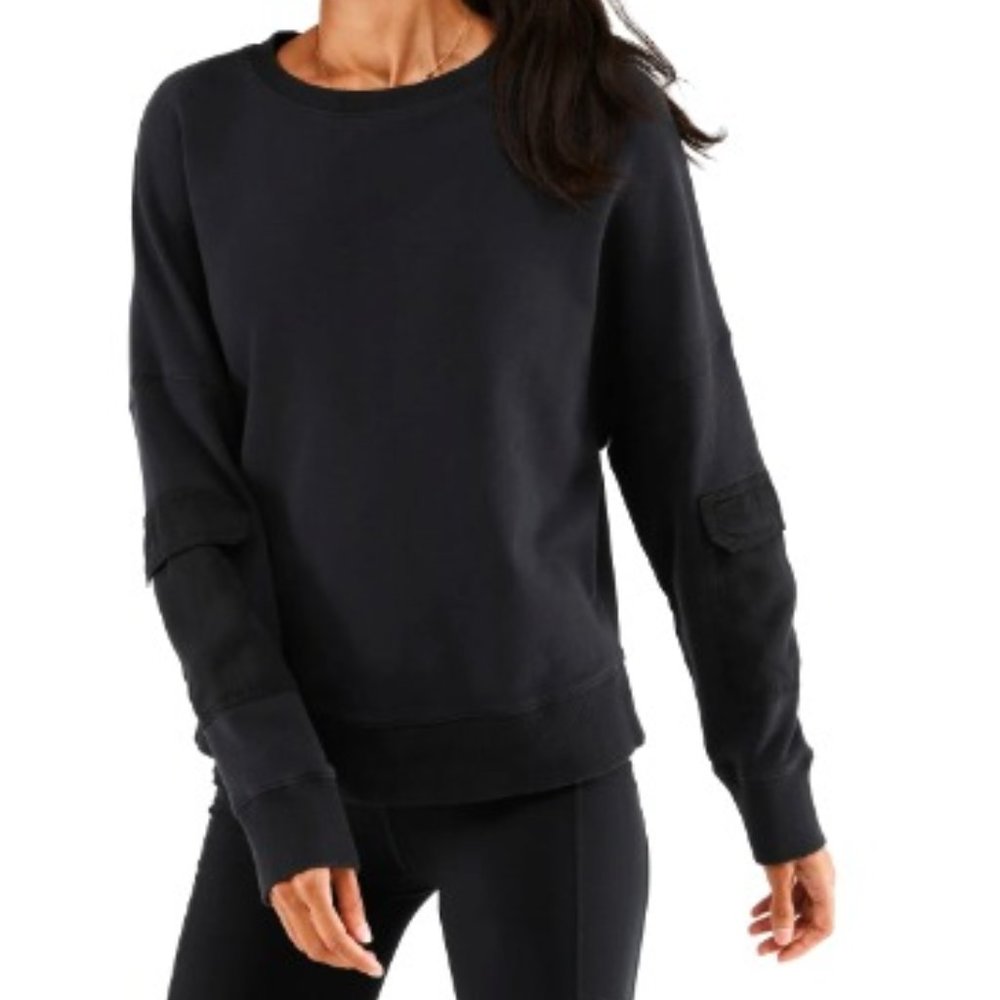 Fabletics Size XS Pearl Sweatshirt Cargo Long Sleeve Pockets Black Pullover - Picture 1 of 1